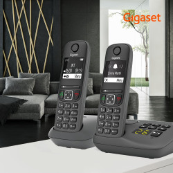 Gigaset A695A Duo - 2 téléphones DECT sans fil avec répondeur - écran à haut contraste - excellente qualité audio - profils sono