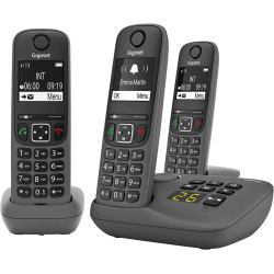 Gigaset A695A Trio - 3 téléphones DECT sans fil avec répondeur - écran à haut contraste - excellente qualité audio - profils son