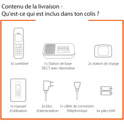 Gigaset A695A Trio - 3 téléphones DECT sans fil avec répondeur - écran à haut contraste - excellente qualité audio - profils son