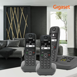 Gigaset A695A Trio - 3 téléphones DECT sans fil avec répondeur - écran à haut contraste - excellente qualité audio - profils son