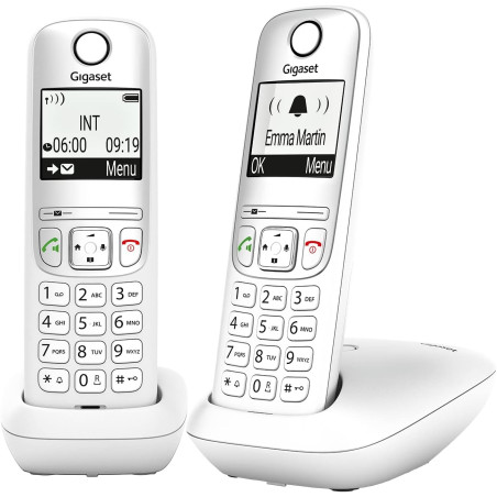 Gigaset A695 Duo, téléphone DECT, 2 combinés, Grand écran, Blanc | Sans fil, haut contraste, mains libres, protection d’appels i
