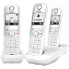 Gigaset A695 Trio, téléphone DECT, 3 combinés, Grand écran, Blanc | Sans fil, haut contraste, mains libres, protection d’appels,