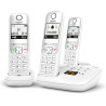 Gigaset A695A Trio, téléphone DECT, 3 combinés, répondeur, Blanc | Sans fil, écran à haut contraste, mains libres, protection d’
