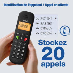 Téléphone sans Fil VTech DECT, Blocage d’appels, Identification/Attente d’Appel, répertoire, 13 h autonomie, écran rétroéclairé,