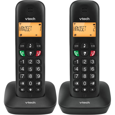 Téléphone sans Fil VTech DECT avec 2 combinés, Blocage d’appels, Identification/Attente d’Appel, répertoire, 13 h d’autonomie, c