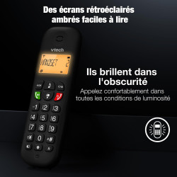 Téléphone sans Fil VTech DECT avec 2 combinés, Blocage d’appels, Identification/Attente d’Appel, répertoire, 13 h d’autonomie, c