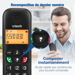 Téléphone sans Fil VTech DECT avec 2 combinés, Blocage d’appels, Identification/Attente d’Appel, répertoire, 13 h d’autonomie, c
