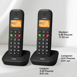 Téléphone sans Fil VTech DECT avec 2 combinés, Blocage d’appels, Identification/Attente d’Appel, répertoire, 13 h d’autonomie, c