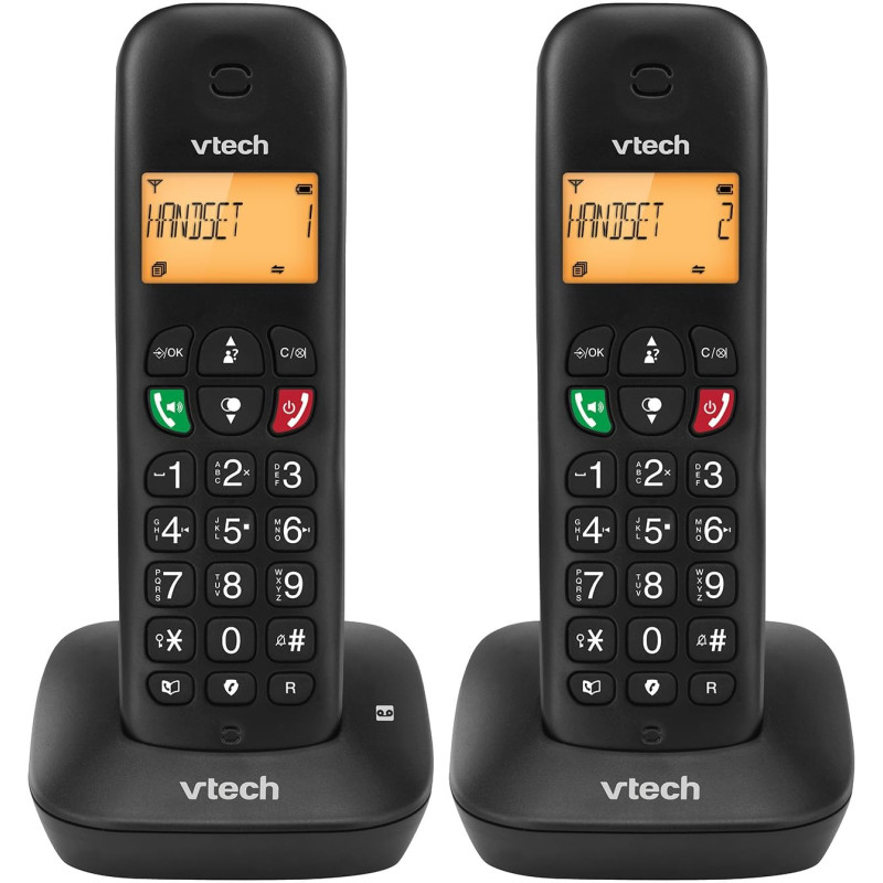 Téléphone sans Fil VTech DECT, 2 combinés, répondeur intégré, Blocage d’appels, Identification/Attente d’Appel, répertoire, Fonc