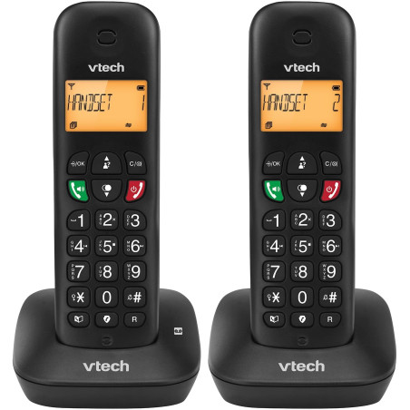 Téléphone sans Fil VTech DECT, 2 combinés, répondeur intégré, Blocage d’appels, Identification/Attente d’Appel, répertoire, Fonc