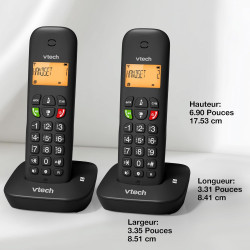 Téléphone sans Fil VTech DECT, 2 combinés, répondeur intégré, Blocage d’appels, Identification/Attente d’Appel, répertoire, Fonc