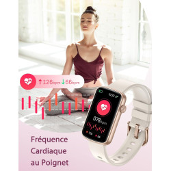 Montre connectée femme petite taille bracelet connecté femme bleutooth 5.4 amoled 1,47", 30 jours d'autonomie en veille, podomèt