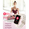 Montre connectée femme petite taille bracelet connecté femme bleutooth 5.4 amoled 1,47", 30 jours d'autonomie en veille, podomèt