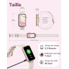 Montre connectée femme petite taille bracelet connecté femme bleutooth 5.4 amoled 1,47", 30 jours d'autonomie en veille, podomèt