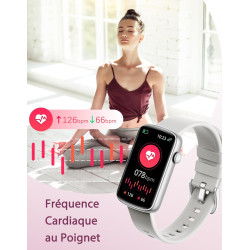 Smartwatch Femme Montre Connectée Poignets Fins, Montre Sport avec Suivi Santé 24/7, Sommeil, Calorie, Notifications Whatsapp/SM
