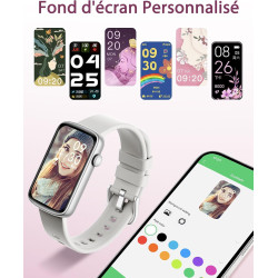Smartwatch Femme Montre Connectée Poignets Fins, Montre Sport avec Suivi Santé 24/7, Sommeil, Calorie, Notifications Whatsapp/SM