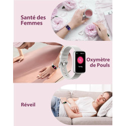 Smartwatch Femme Montre Connectée Poignets Fins, Montre Sport avec Suivi Santé 24/7, Sommeil, Calorie, Notifications Whatsapp/SM