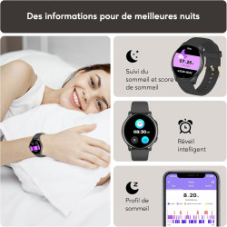 Acclafit montre connectée femme homme avec appel bleutooth, smartwatch ronde 1,38" avec 147+ modes sportifs, cardiofréquencemètr