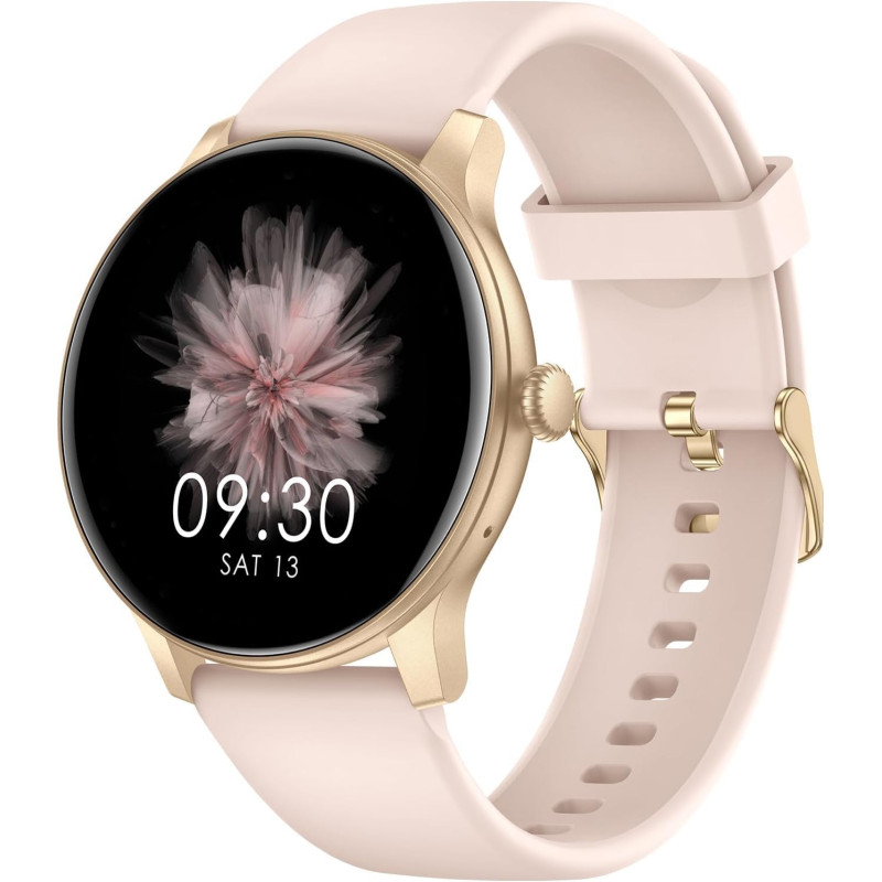 Acclafit montre connectée femme homme avec appel bleutooth, smartwatch ronde 1,38" avec 147+ modes sportifs, cardiofréquencemètr