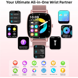 coioc Montre Connectée Femme avec Fonction Téléphone, Écran HD 1,85 Pouce, 120+ Modes Sportifs, IP68 Étanche Détection Fréquence