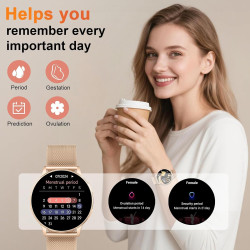 Jugeman montre connectée femme avec appel bleutooth, 1.32" smartwatch avec fréquence cardiaque/spo2/sommeil montre, 120+ mode sp