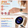 Jugeman montre connectée femme avec appel bleutooth, 1.32" smartwatch avec fréquence cardiaque/spo2/sommeil montre, 120+ mode sp