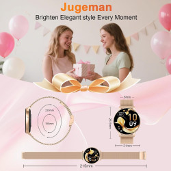Jugeman montre connectée femme avec appel bleutooth, 1.32" smartwatch avec fréquence cardiaque/spo2/sommeil montre, 120+ mode sp
