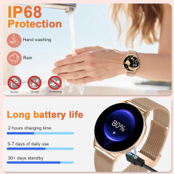 Montre connectée femme avec appel bleutooth, 1.32" smartwatch avec fréquence cardiaque/spo2/sommeil montre, 120+ mode sportifs m