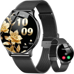 Montre connectée femme avec appel bleutooth, 1.32" smartwatch avec fréquence cardiaque/spo2/sommeil montre, 120+ mode sportifs m