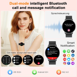 Montre connectée femme avec appel bleutooth, 1.32" smartwatch avec fréquence cardiaque/spo2/sommeil montre, 120+ mode sportifs m