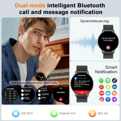 Montre connectée femme avec appel bleutooth, 1.32" smartwatch avec fréquence cardiaque/spo2/sommeil montre, 120+ mode sportifs m