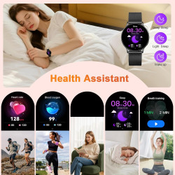 Montre connectée femme avec appel bleutooth, 1.32" smartwatch avec fréquence cardiaque/spo2/sommeil montre, 120+ mode sportifs m