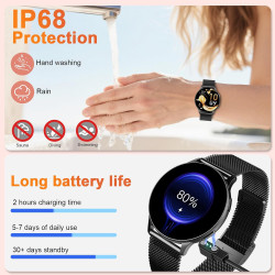 Montre connectée femme avec appel bleutooth, 1.32" smartwatch avec fréquence cardiaque/spo2/sommeil montre, 120+ mode sportifs m
