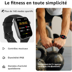Acclafit montre connectée homme femme avec appels bleutooth, écran 1.85" hd smartwatch sport (140+ modes), cardiofréquencemètre,