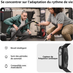 Acclafit montre connectée homme femme avec appels bleutooth, écran 1.85" hd smartwatch sport (140+ modes), cardiofréquencemètre,