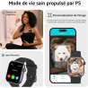 Acclafit montre connectée homme femme avec appels bleutooth, écran 1.85" hd smartwatch sport (140+ modes), cardiofréquencemètre,