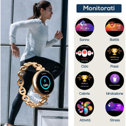 Techmade montre connectée niah lyra pour femme, montre numérique bijou, écran amoled, appels, notifications, fonction sos, sport