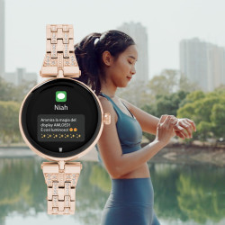 Techmade montre connectée niah lyra, montre numérique bijou, écran amoled, appels, notifications, fonction sos, sport, compatibl