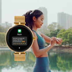 Techmade - montre connectée niah lyra | écran amoled 1,04" | appels, notifications, sos | sommeil & cardiaque | ios & android | 