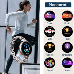 Techmade - Montre connectée Niah Lyra | Écran AMOLED 1,04" | Appels, Notifications, SOS | Sommeil & Cardiaque | iOS & Android | 