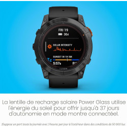 Garmin fēnix 7X Pro Solar Montre Intelligente GPS Multisports avec Lampe de Poche intégrée, capacité de Charge Solaire, Noir