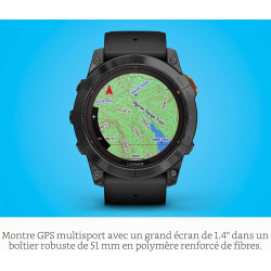 Garmin fēnix 7X Pro Solar Montre Intelligente GPS Multisports avec Lampe de Poche intégrée, capacité de Charge Solaire, Noir