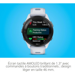 Garmin Forerunner 265 Montre intelligente de course à pied, affichage AMOLED coloré, mesures d'entraînement et informations de r