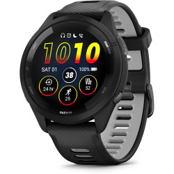 Garmin Forerunner 265 - Montre GPS de Running avec écran AMOLED - Noire avec Bracelet en Silicone Noir/Gris - Boîtier 46 mm | Éc