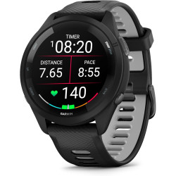 Garmin Forerunner 265 - Montre GPS de Running avec écran AMOLED - Noire avec Bracelet en Silicone Noir/Gris - Boîtier 46 mm | Éc