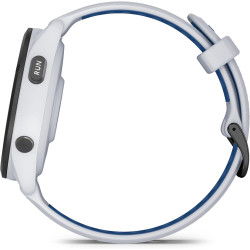 Garmin Forerunner 265 - Montre GPS de Running avec écran AMOLED - Blanche avec Bracelet en Silicone Blanc/Bleu - Boîtier 46 mm