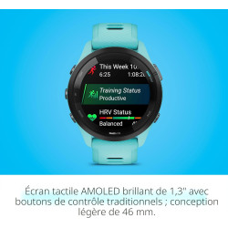 Garmin Forerunner 265 Montre Intelligente de Course à Pied, Affichage AMOLED coloré, mesures d'entraînement et informations de r