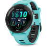 Garmin Forerunner 265 - Montre GPS de Running avec écran AMOLED - Blanche avec Bracelet en Silicone Turquoise/Noir - Boîtier 46 