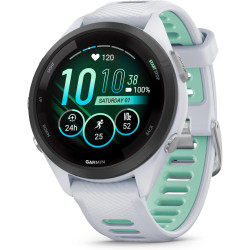 Garmin Forerunner 265S - Montre GPS de Running avec écran AMOLED - Blanche avec Bracelet en Silicone Blanc/Vert - Boîtier 42 mm