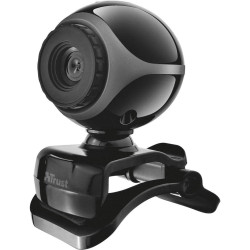 Trust Exis Webcam avec Microphone Intégré USB 2.0 - Noir/Argent